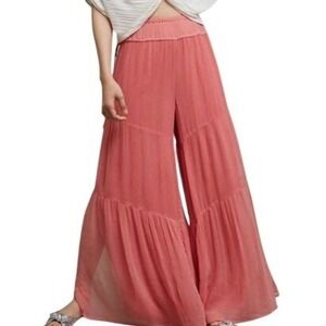 Elevenses Anthropologie Wide Leg Palazzo Pants Womens Medium Peach Pink Coastal